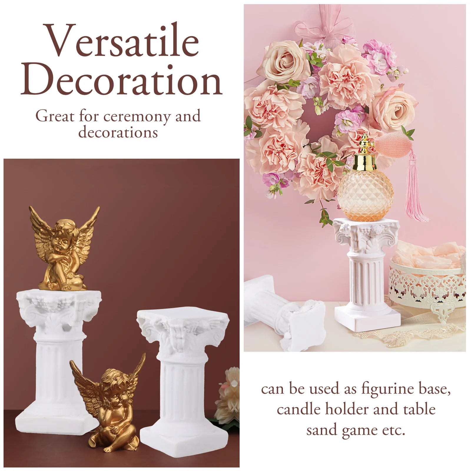 

5Pcs Roman Pillar Statues Resin Pedestal Stand for Home Decor Indoor Outdoor Use Luxury Column Ornament Display for Plants