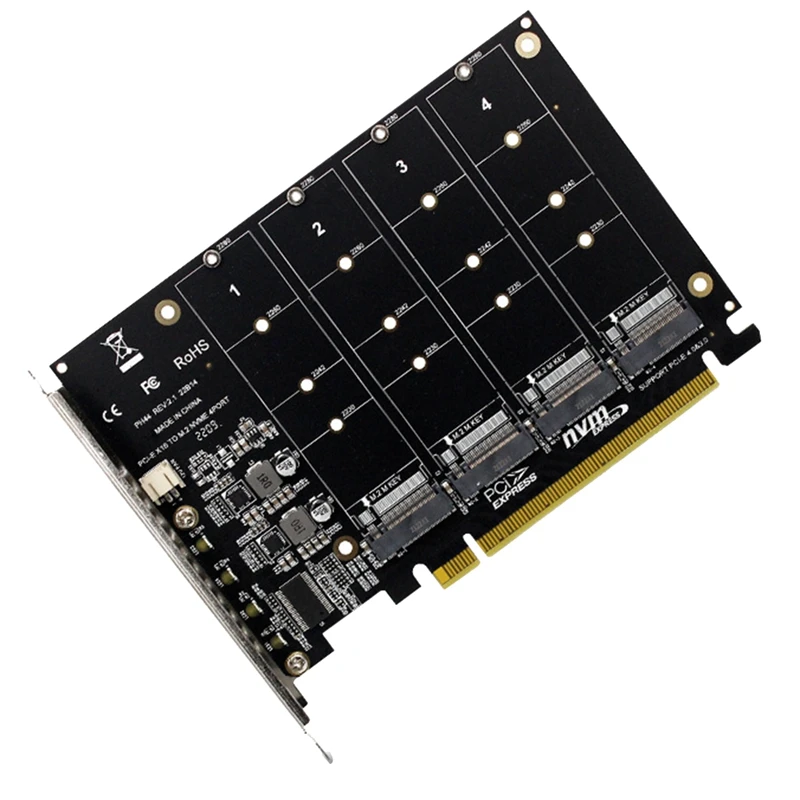 

PH44 Nvme 4-дисковая карта массива PCI-E Raid Card Карта расширения сигнала Nvme Raid Pcie 4.0 3.0 X16 Разделенные карты