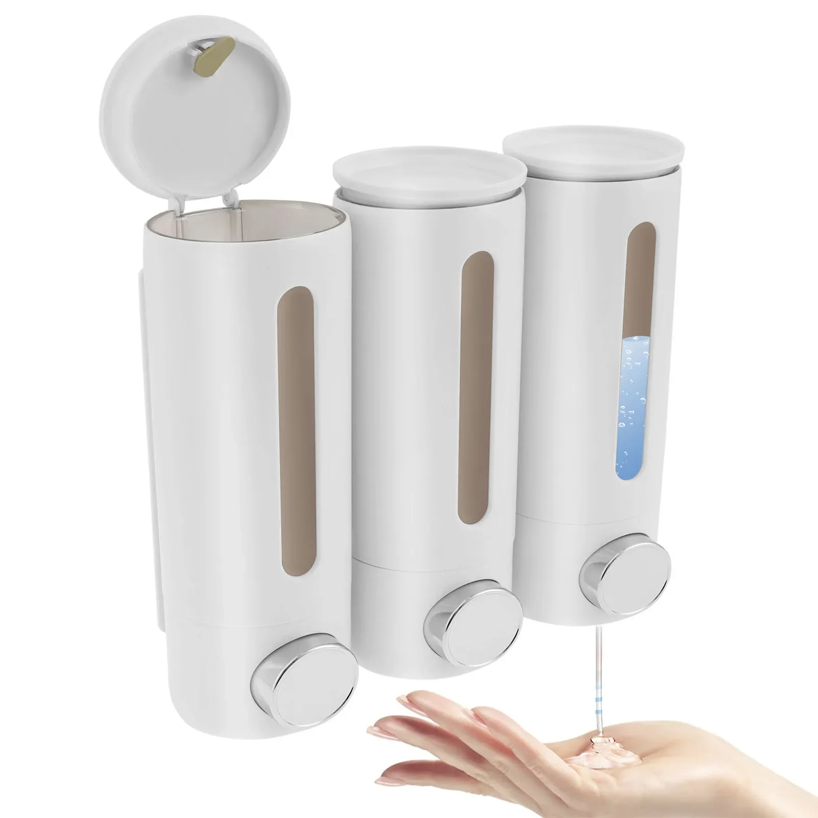 

1.5L 3 Heads Manual Soap Dispenser Wall Mounted Bathroom Liquid Washing Hand Home Hotel Shower Gel Shampoo Liquid Soap Dispenser