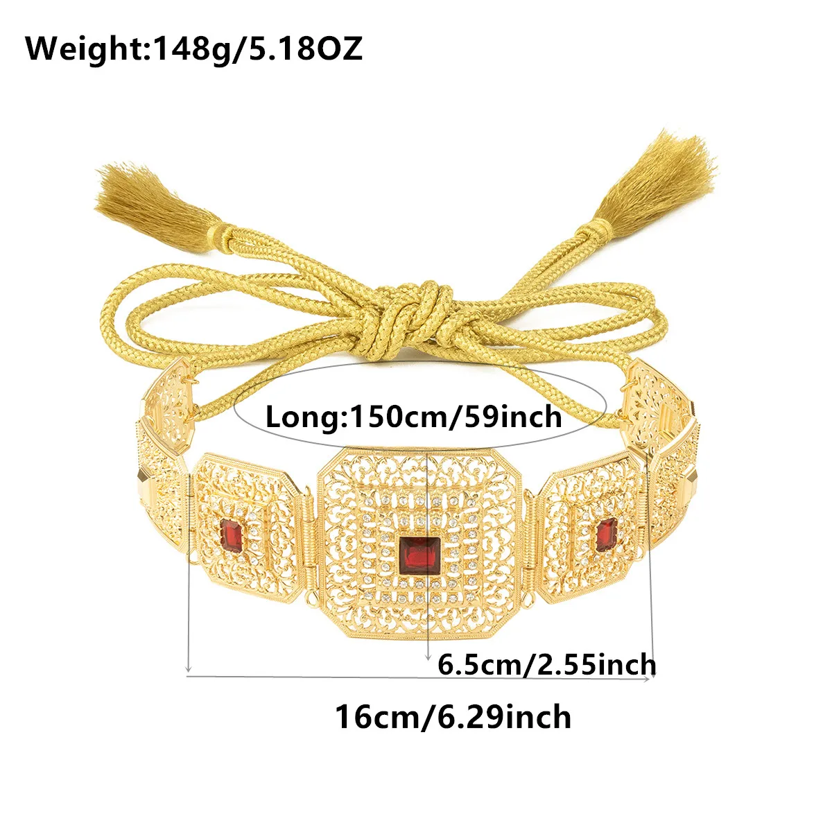เข็มขัดคาฟตันแบบโมร็อกโกสำหรับผู้หญิง ชุดแต่งงาน สีทอง เครื่องประดับโซ่คล้องเอว ชุดอาหรับ เครื่องประดับเจ้าสาว ของขวัญแต่งงาน ปรับความยาวได้