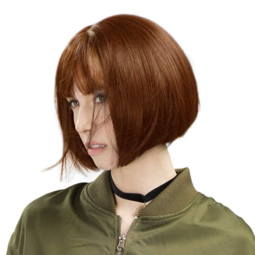 Brown Bob wig, 11 inch short Bob wig synthetic substitute wig, suitable for parties, banquets, festivals