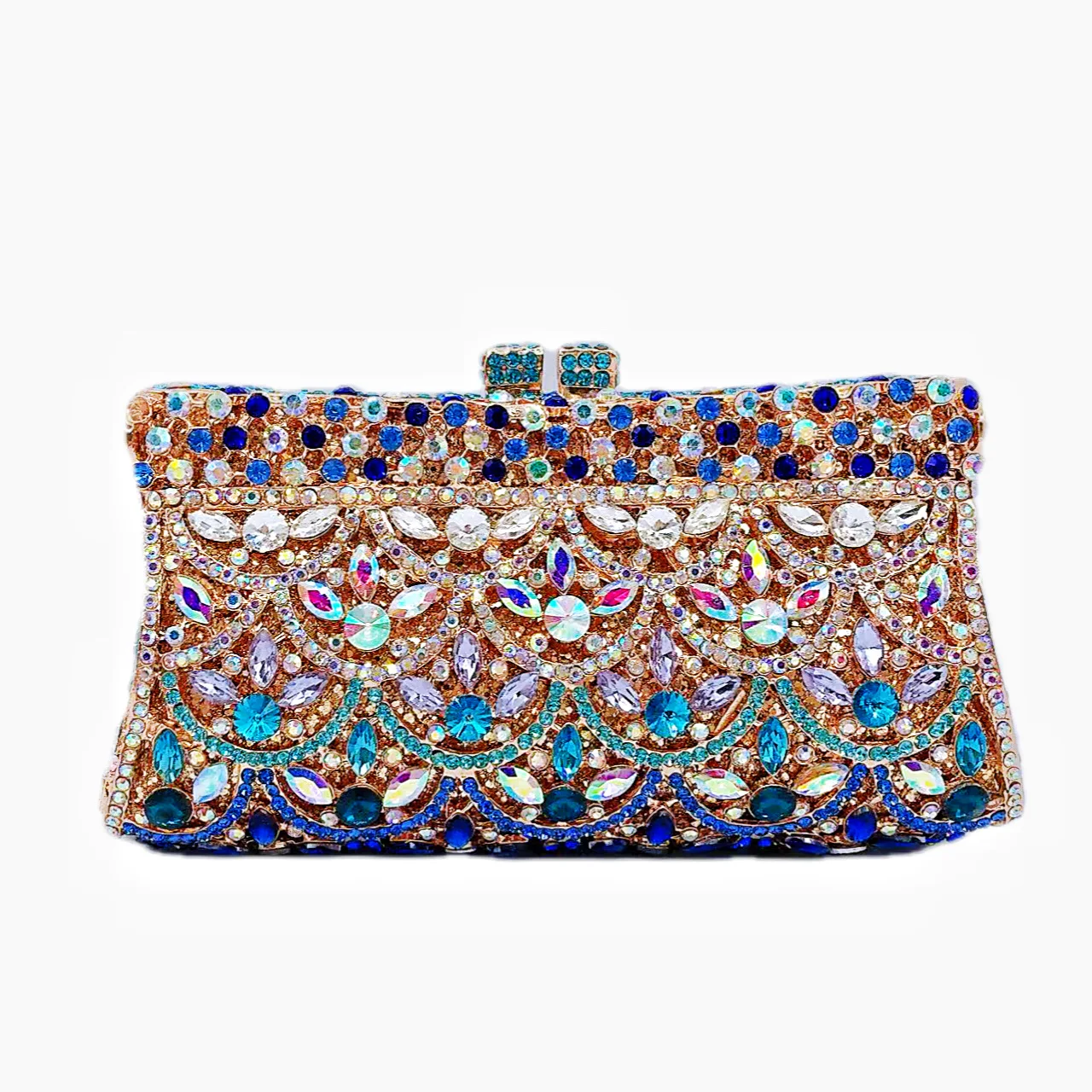 Blue Crystal Women Dinner Clutch Rhinestone Evening Bags Shiny Stylish Handbags for Female Luxury Designer Purse Party Bride Bag