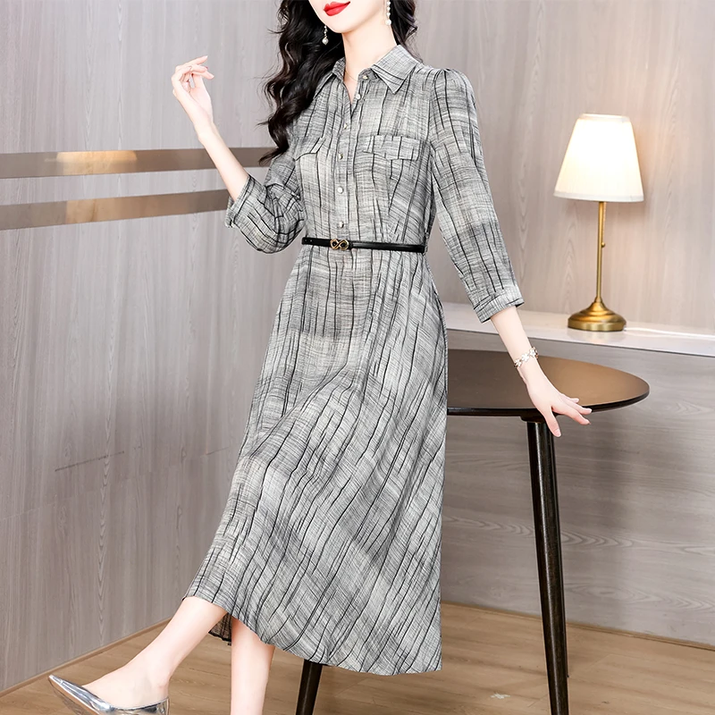 

Autumn Formal Occasion Luxury Midi Skirt Dress Women Vintage Hepburn Official Prom 2025 Winter Elegant Casual Party Vestidos