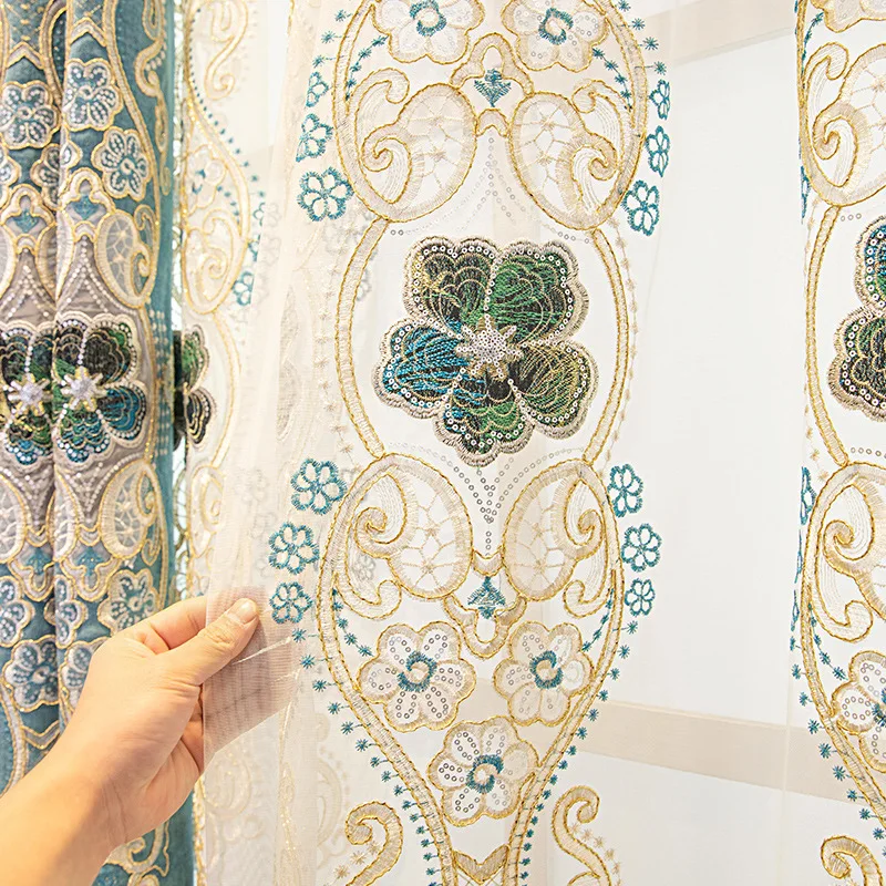 Custom Size Finished Products of Small Hollow Embroidered Curtains in High-end Living Room and Bedroom Door Screen Shutter