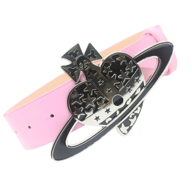 Metal Heart Buckle Belt for Women Cool Subcultures Waist Belt for Teens Girl PU Leather Women Belt Fashion Shorts Belt