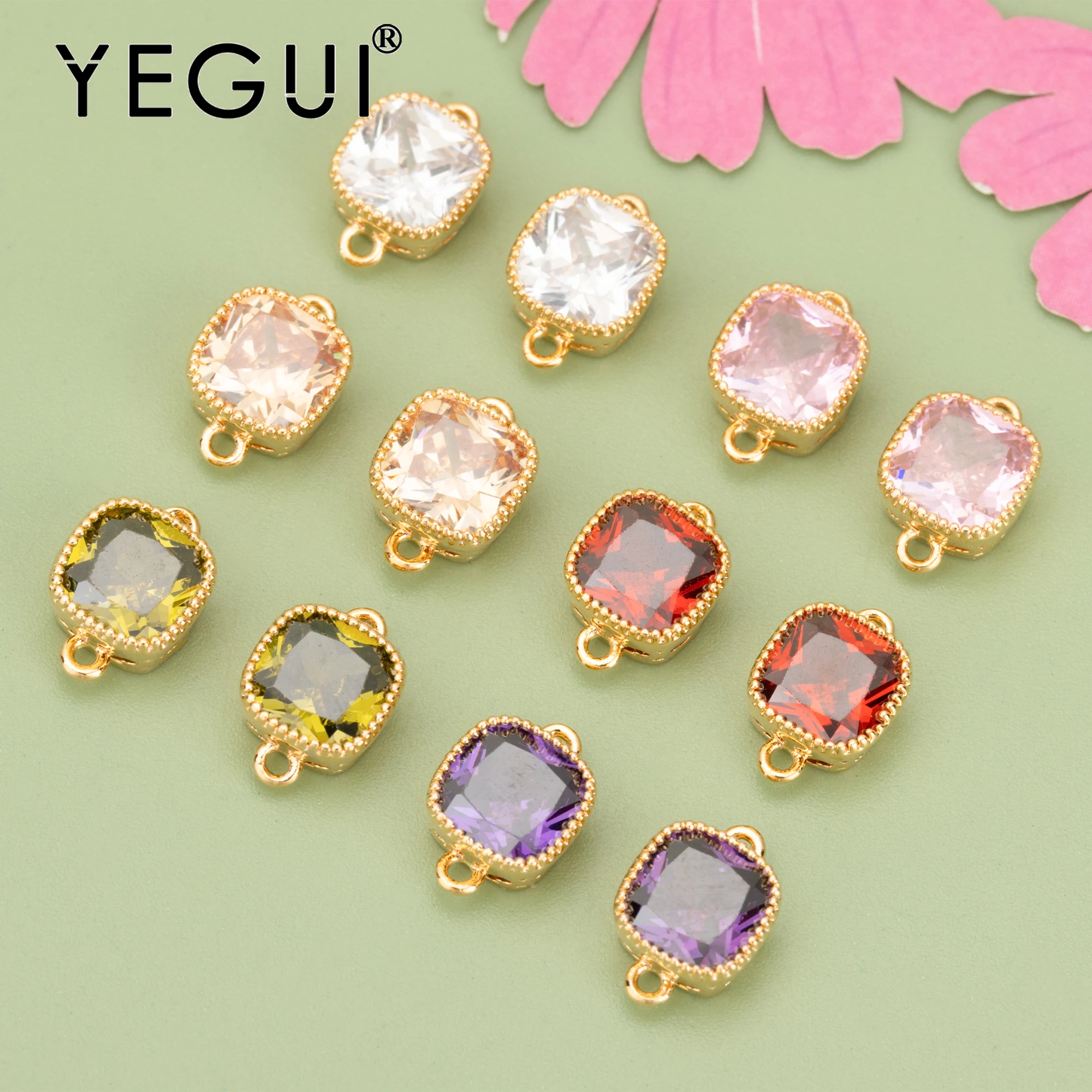 

YEGUI MC18,jewelry accessories,18k gold plated,nickel free,copper,zircons,two jump ring,diy pendants,jewelry making,10pcs/lot