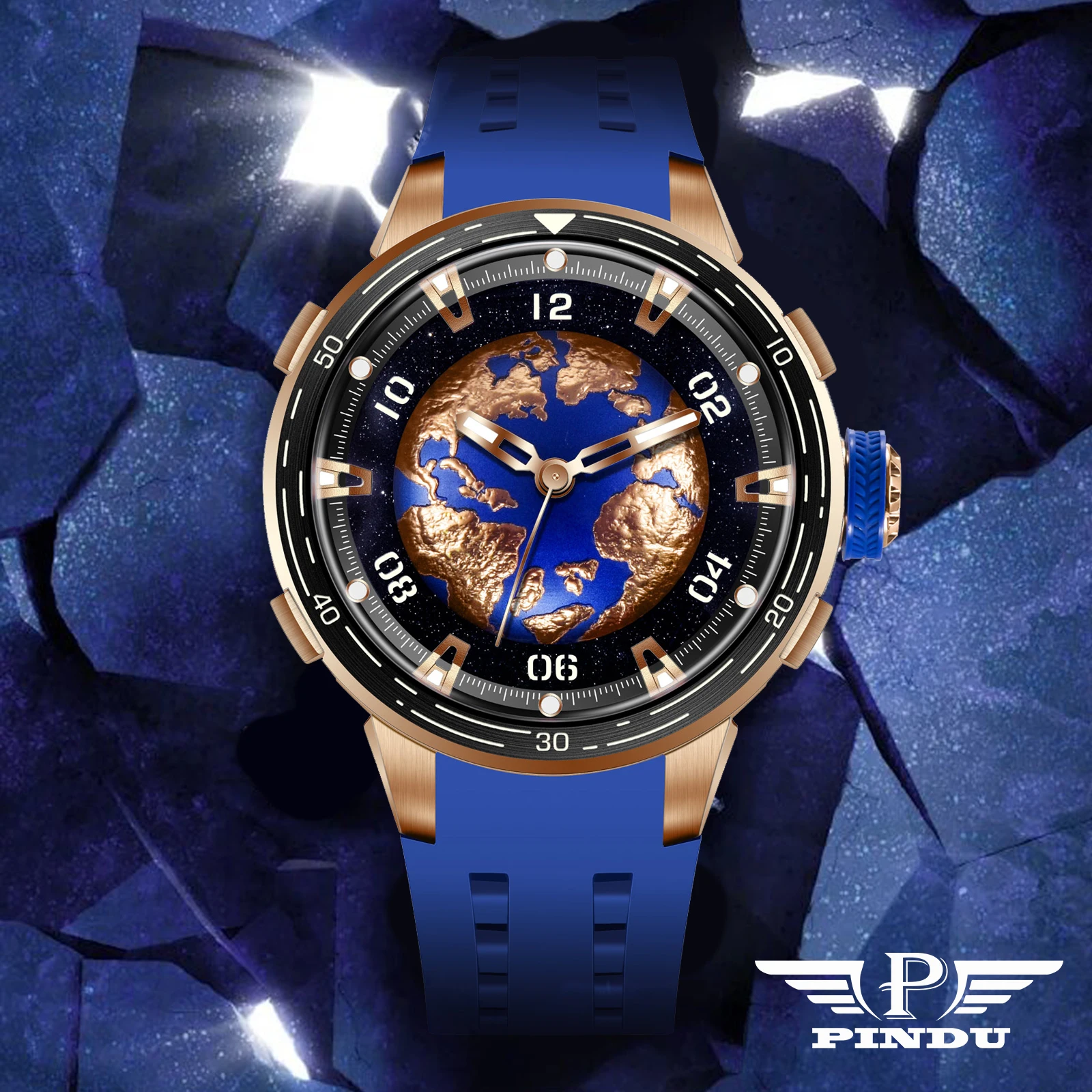 PINDU Design Men Automatic Mechanical Watch Waterproof Luminous Stainless Steel Business Sport Wrist Watch Miyota 8215 Movement