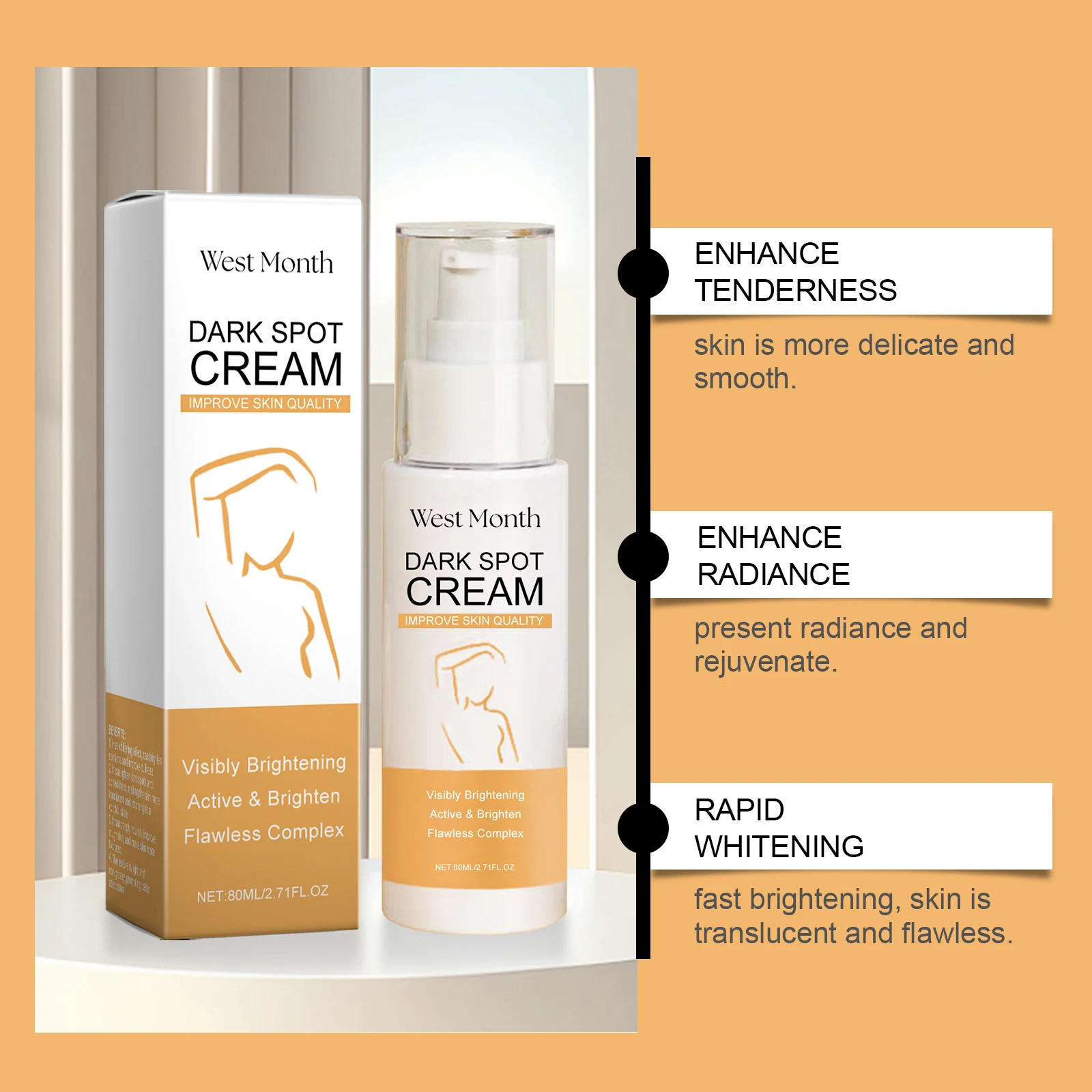 Body Whitening Cream Fade Joint Elbow Knee Armpit Pigmentation Underarm Melanin Bleaching Moisturizing Dark Spot Corrector Cream