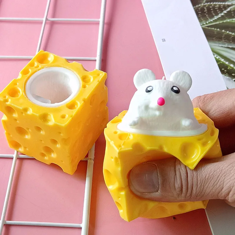 Baby Kawaii Dekompression Maus Tasse Pinch ers Stress abbau Haustier Käse Maus Prise Spaß Stress Ball Vent Eichhörnchen Tasse Streich Spielzeug