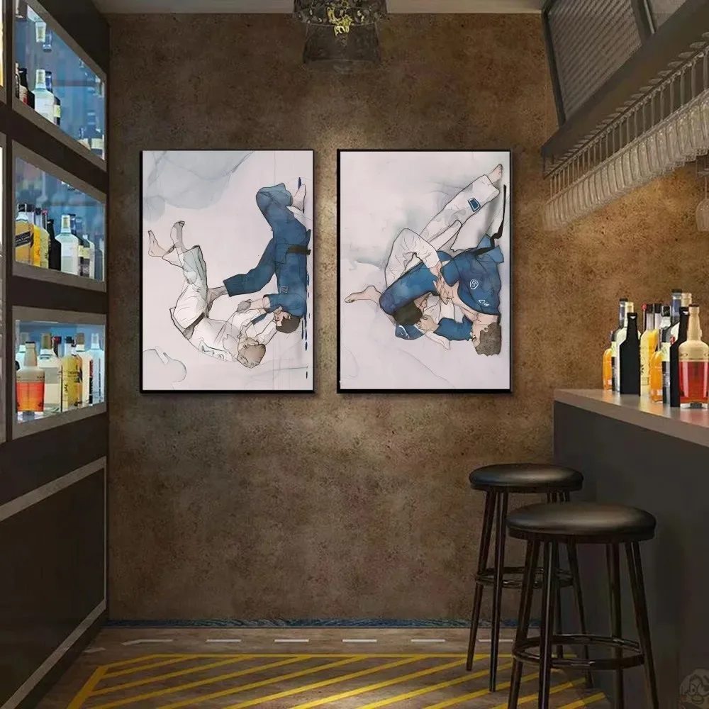 Jiu Jitsu Skeleton Fighter Abstract Poster and Prints Image Wall Art Canvas Painting Wall Pictures for Living Room Decor