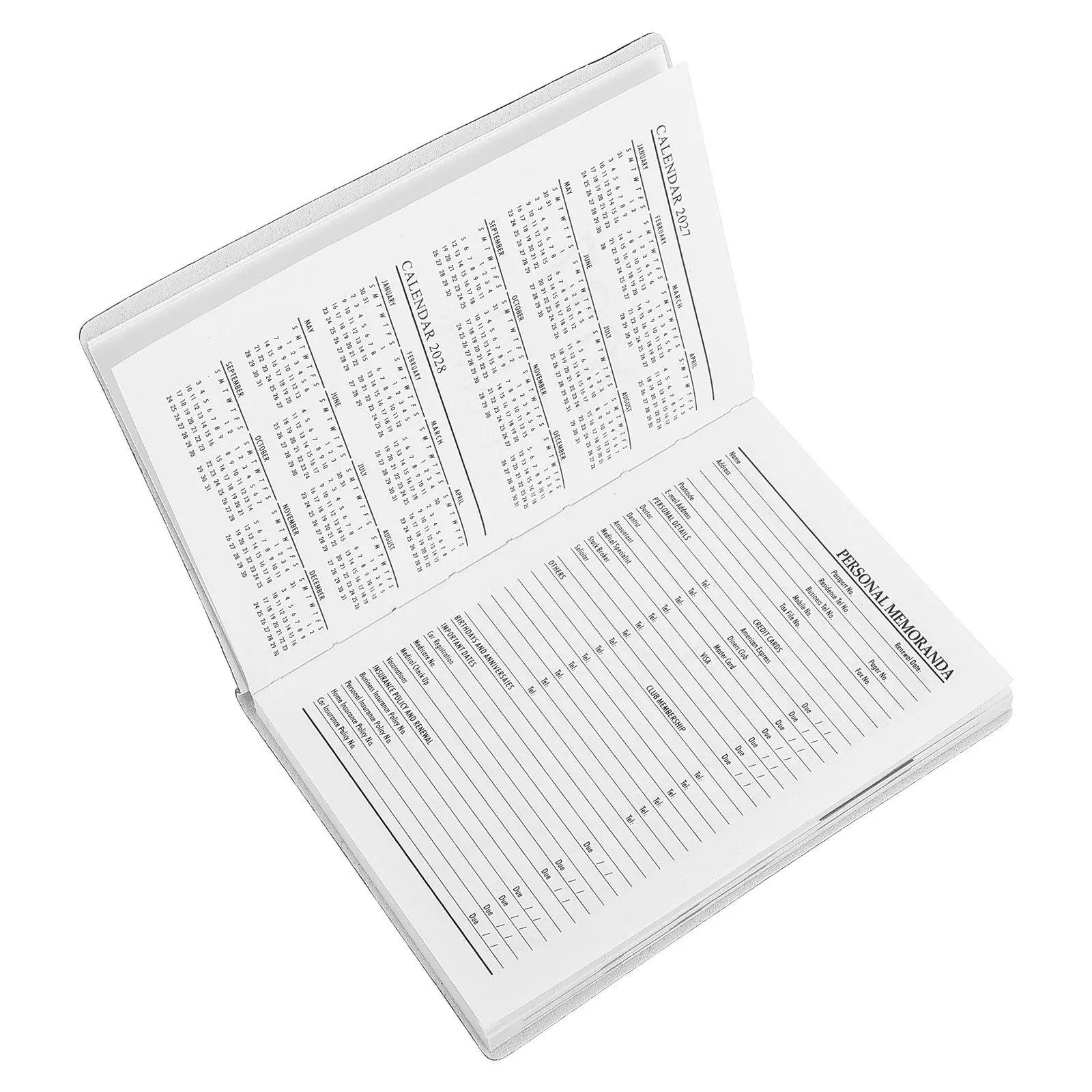 A7 2027 Planner Notebook Black PU Hardcover Daily Organizer Pocket Size Book for Work Study Office Schedule