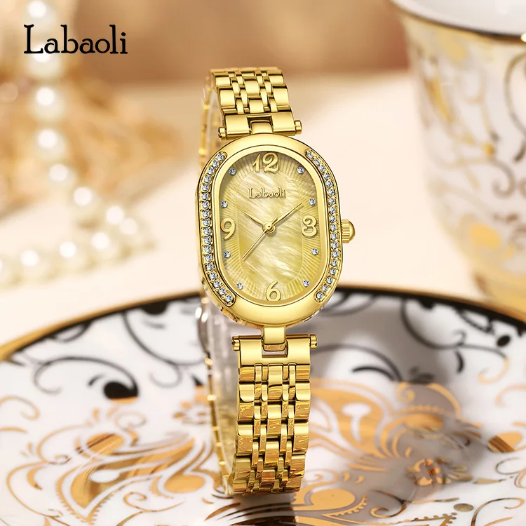 New women's oval-shaped fashionable and unique quartz watch a light luxury women's wristwatch, an original luxury women's watch.
