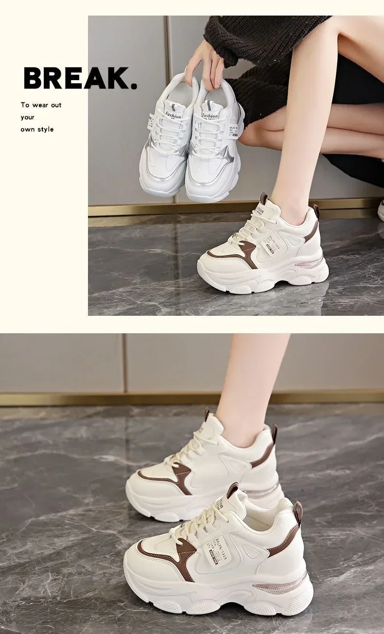 Damen-Sneaker mit Dicker Sohle, Ultraleicht, Neue Frühjahr-Herbst-Kollektion, Weiße Sportschuhe, Bequeme Atmungsaktive Laufschuhe für Frauen – Detail 6