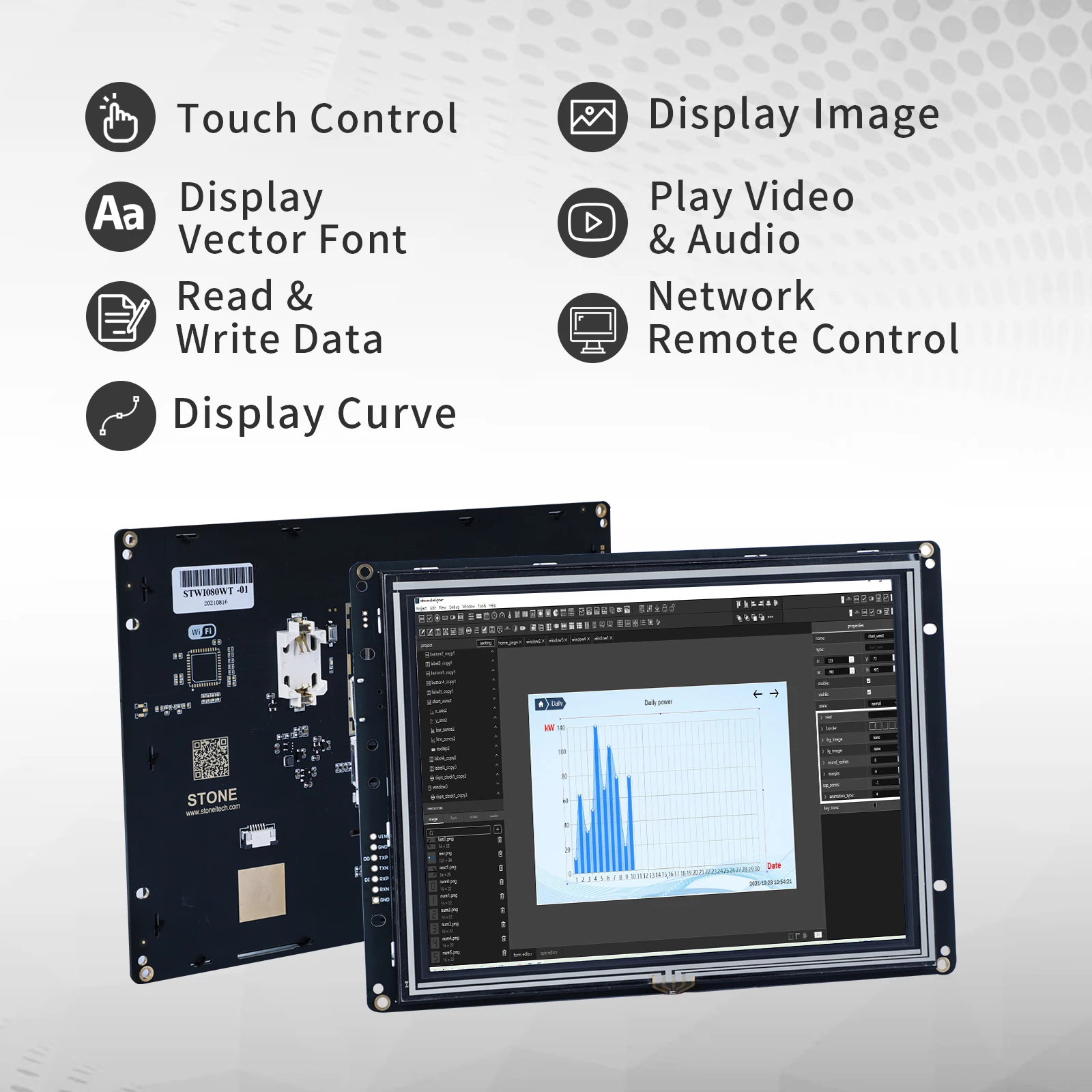 SCBRHMI 7 inch Touch TFT LCD Module Display HMI Smart UART Serial Panel for Ardunio UNO/ESP32