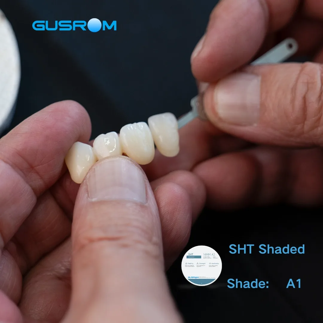 SHT Shaded Zirconia Disc 98mm Pre-Stained Dental Block for CAD CAM Open System VITA 16 Colors 46% Translucency Lab Crown Bridge