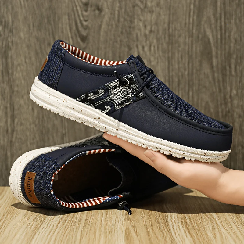 2024 Summer Men Canvas Shoes Espadrilles Breathable Casual Shoes Men Loafers Comfortable Ultralight Lazy Boat Shoes Big Size 48