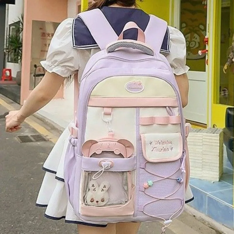 New Japanese Girls' Ulzzang Cute Ita Bag College Style Fresh Sweet Candy Color School bag Lightweight Large Capacity Backpack