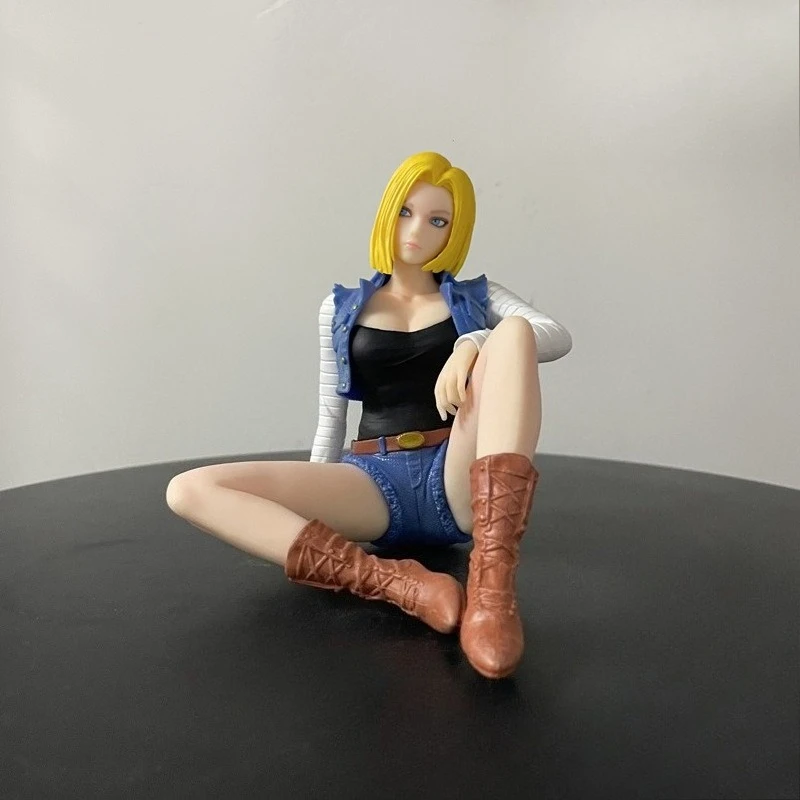 

Cute Anime Dragon Ball Z sitting posture Android 18 Lazuli Statue model.Pvc handmade model Toys Collectible Decoration Desktop