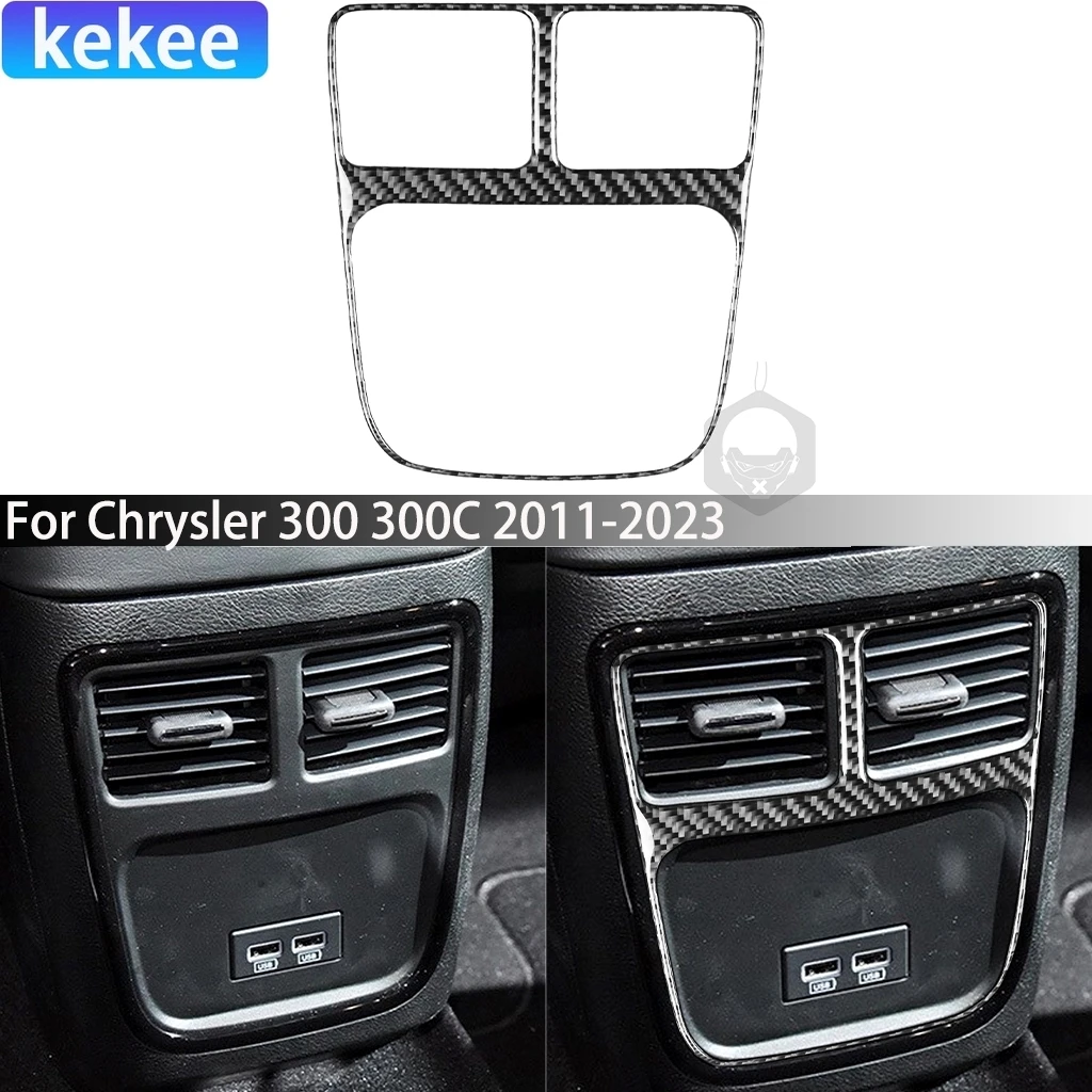 

For Chrysler 300 300C 2011-2023 Carbon Fiber Rear Center Air Outlet Vent Panel Car Accessories Interior Cover Sticker Auto Trim
