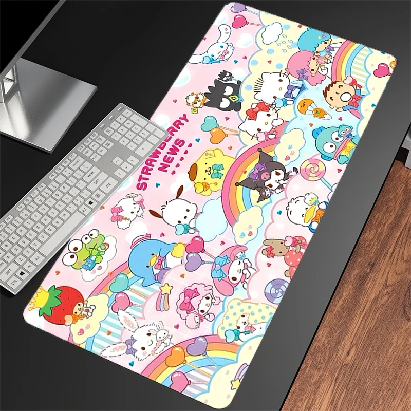 Коврик для игровой мыши Большой коврик для компьютерной геймера S-sanrio специально разработанный коврик для игровой мыши из натурального каучука XXL с запирающимся краем