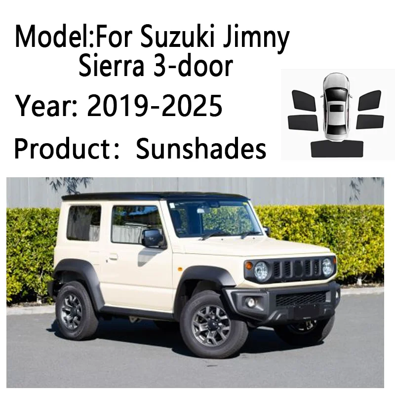 Car Sun Shades For Suzuki Jimny Sierra 3-door 2019-2025 Sunshades Magnetic Heat insulation Window Curtain Mesh Visor Accessories