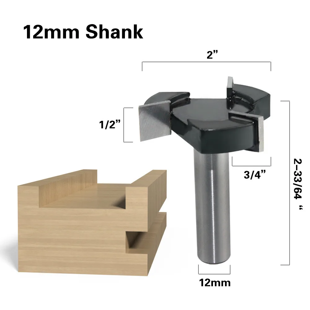 LAVIE 1PC 3-Flute T-Slot Router Bit,Bottom Cleaning Bit,Groove Cutter,4-Flute Slotting Bit,Tungsten Carbide Woodworking Milling