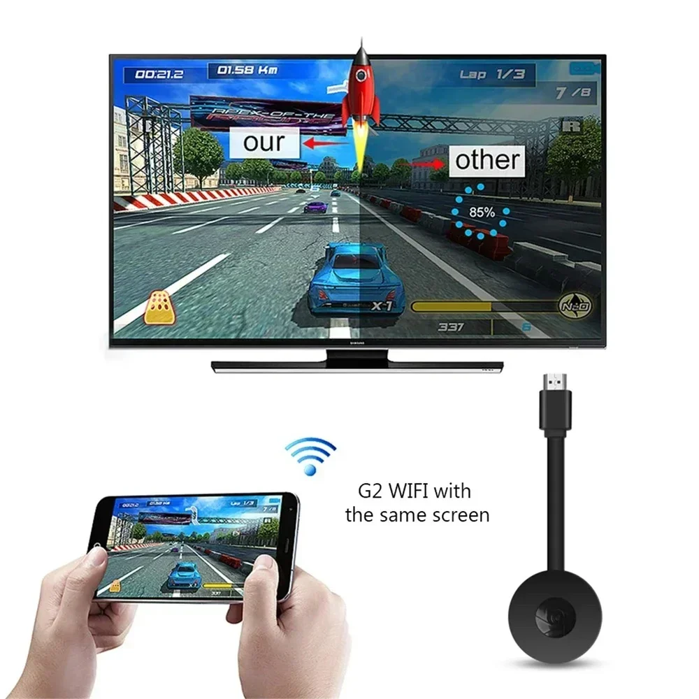1080P Wireless Display Receiver for TV – HDMI Screen Mirroring Dongle, WiFi Projector Adapter for Mobile Phone,  For Android iOS