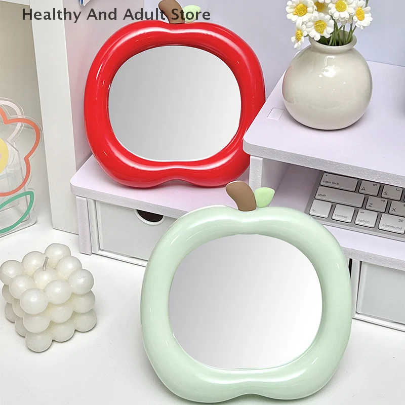 Ins Decorative Mirror Apple Shape Makeup Mirror Desktop Cosmetic Mirrors For Bedroom Dormitory Desk Accessories Home Decor