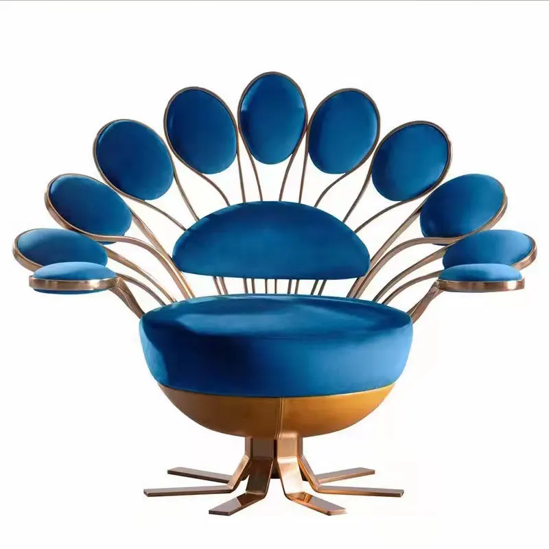 

Peacock Open Screen Art Hotel Lobby Light Luxury Petal Leisure Sofa Chair