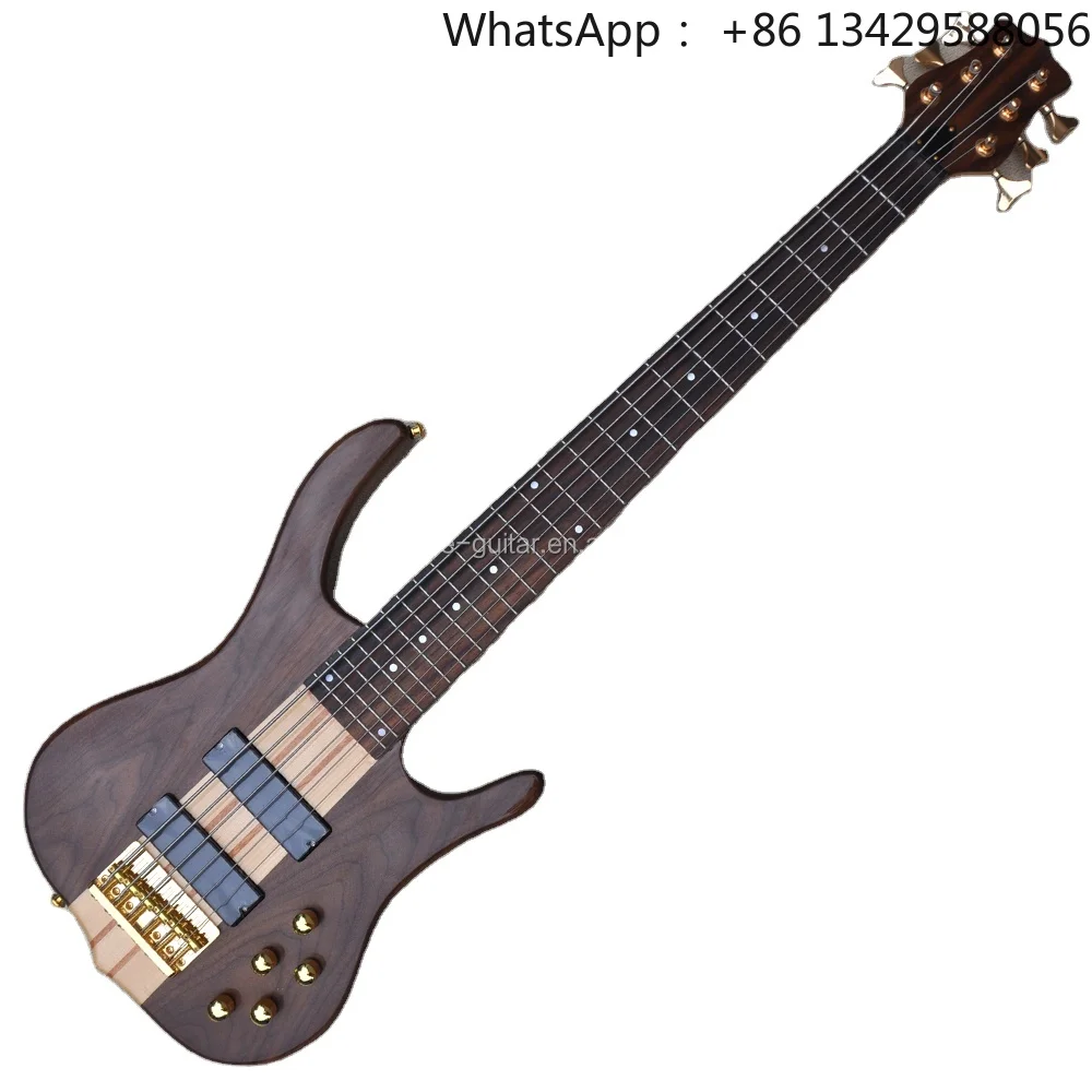 Flyoung Musical Instruments Bass Guitar 6 Strings Electric Bass Guitar Walnut Bass