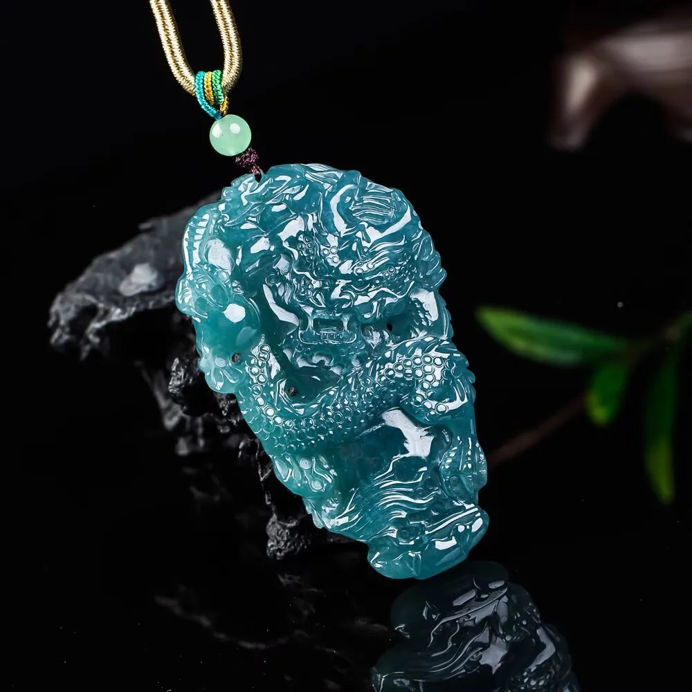 

Natural Burmese Jadeite Dragon Pendant Necklace Fashion Real Jade Designer Accessories Jewelry Charm Gifts for Women