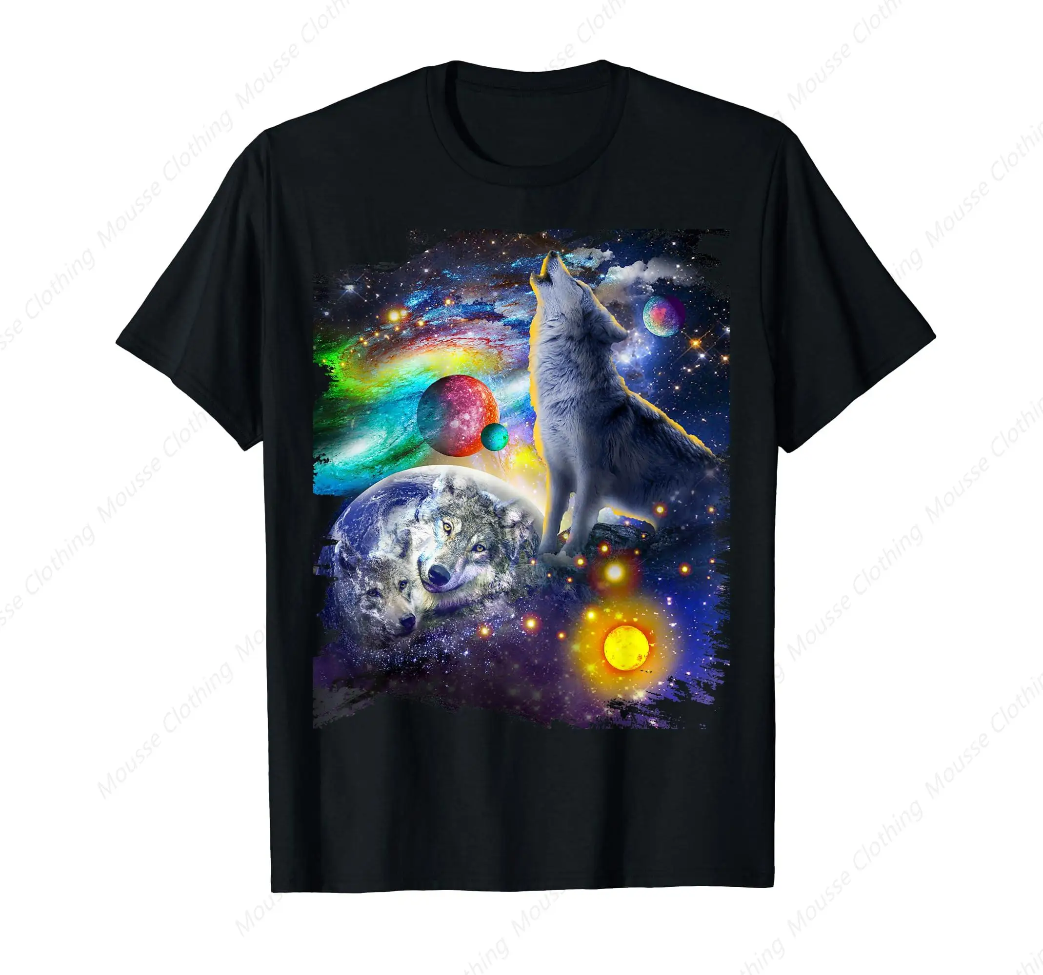 Cosmic Space Wolf, Wolves Family Howling, Reflections T-Shirt