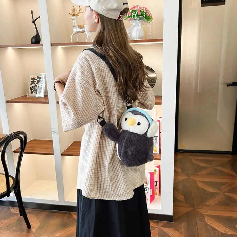 

Simple Plush Toy Penguin Crossbody Bag Dual-purpose Bag Doll Children Backpack JK Lolita Plush Animal Shoulder Bag Girls