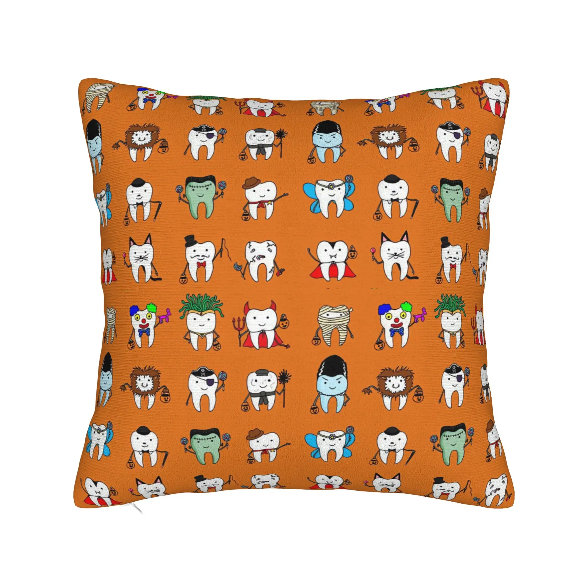 Cartoon spooky tooth Halloween Pillow Cover  Funny Pillow Case For Sofa Home Decoration Print Pillowcases Gift