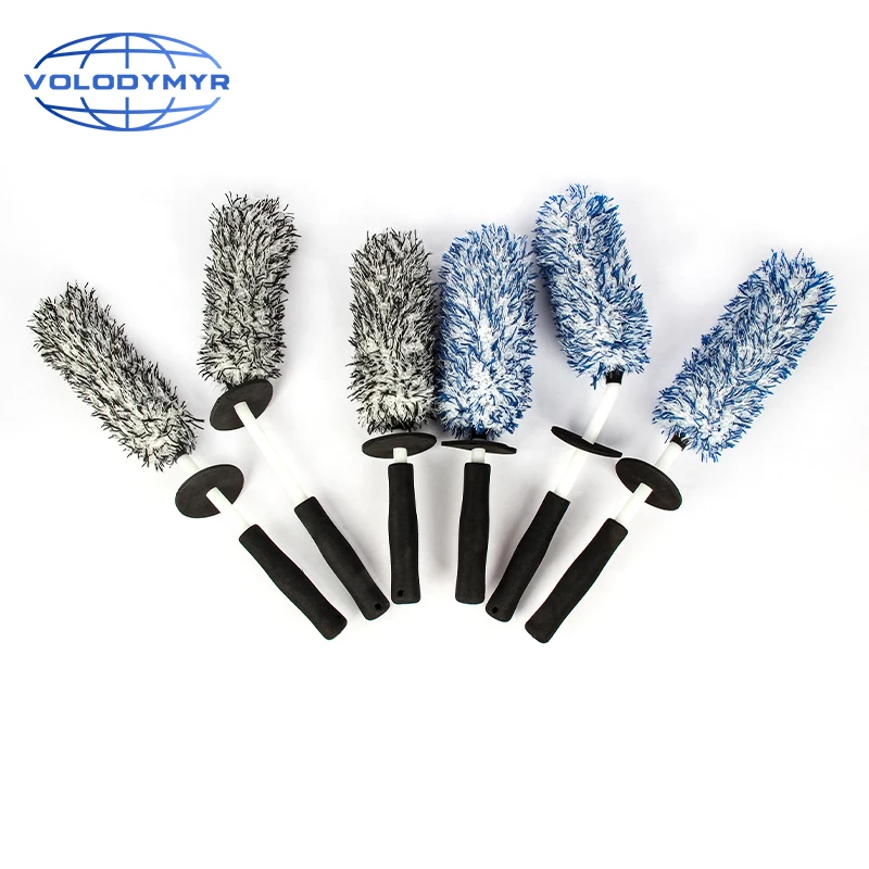 Volodymyr Car Hub Brush Microfiber Soft Blue Black Pink 1pcs for Automotive Interior Washing Cleaning Car Tire Auto Dashboard