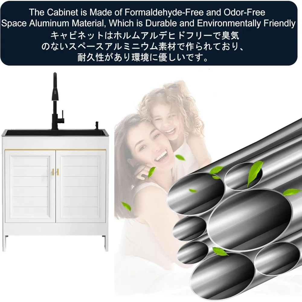 "Mueble d'évier utilitaire en acier inoxydable – Cuisine, salle de bain, lessive et usage commercial, base d'évier multi-espace"