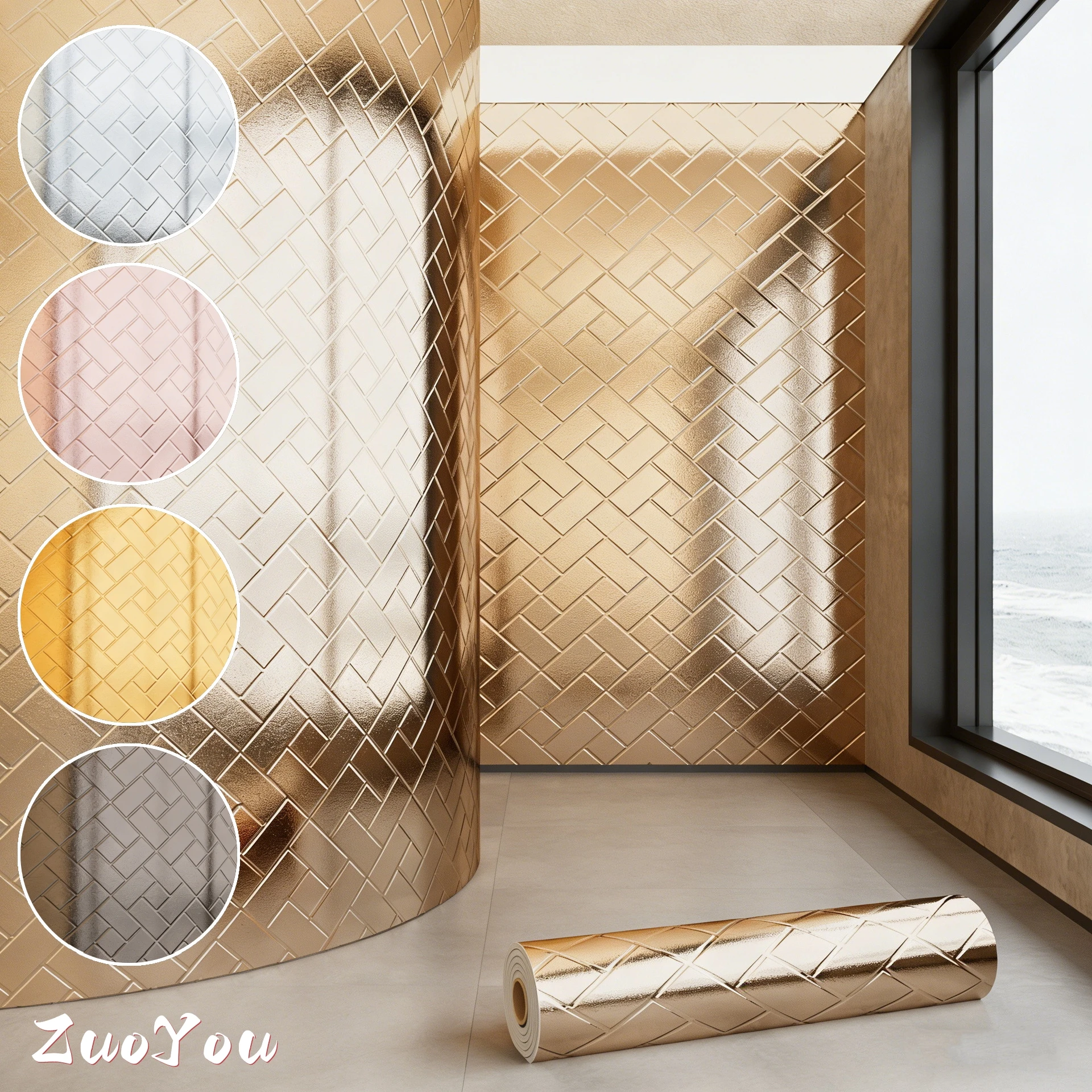Luxury Peel & Stick Wall Panels Self Adhesive Gold Striped Wallpaper for Living Room Bedroom Wall Cladding Home Decor Renovation