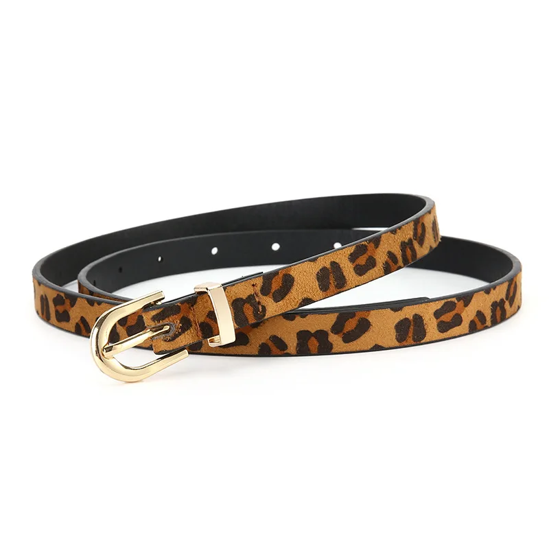 Boho Style PU Belt Leopard Print Thin Belt Women Dress Slim Fit Women Dress Custom Belt