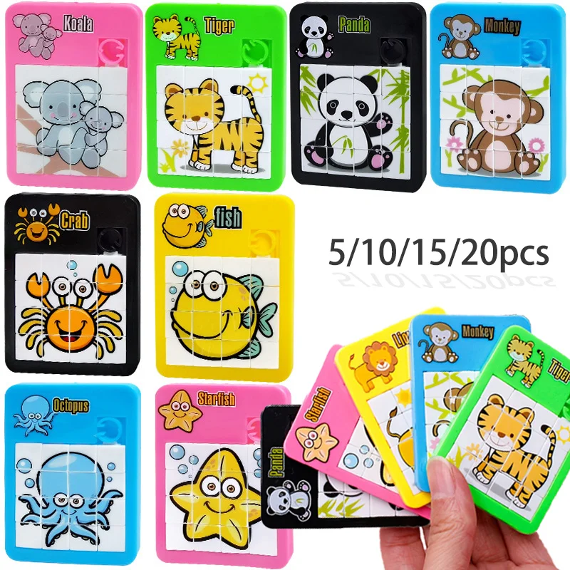 Rompecabezas Deslizantes de 5-20 Piezas con Temática de Animales Marinos, Juguete para Niños, Regalo para Fiestas de Cumpleaños, Premio para el Aula, Juguete Educativo Temprano