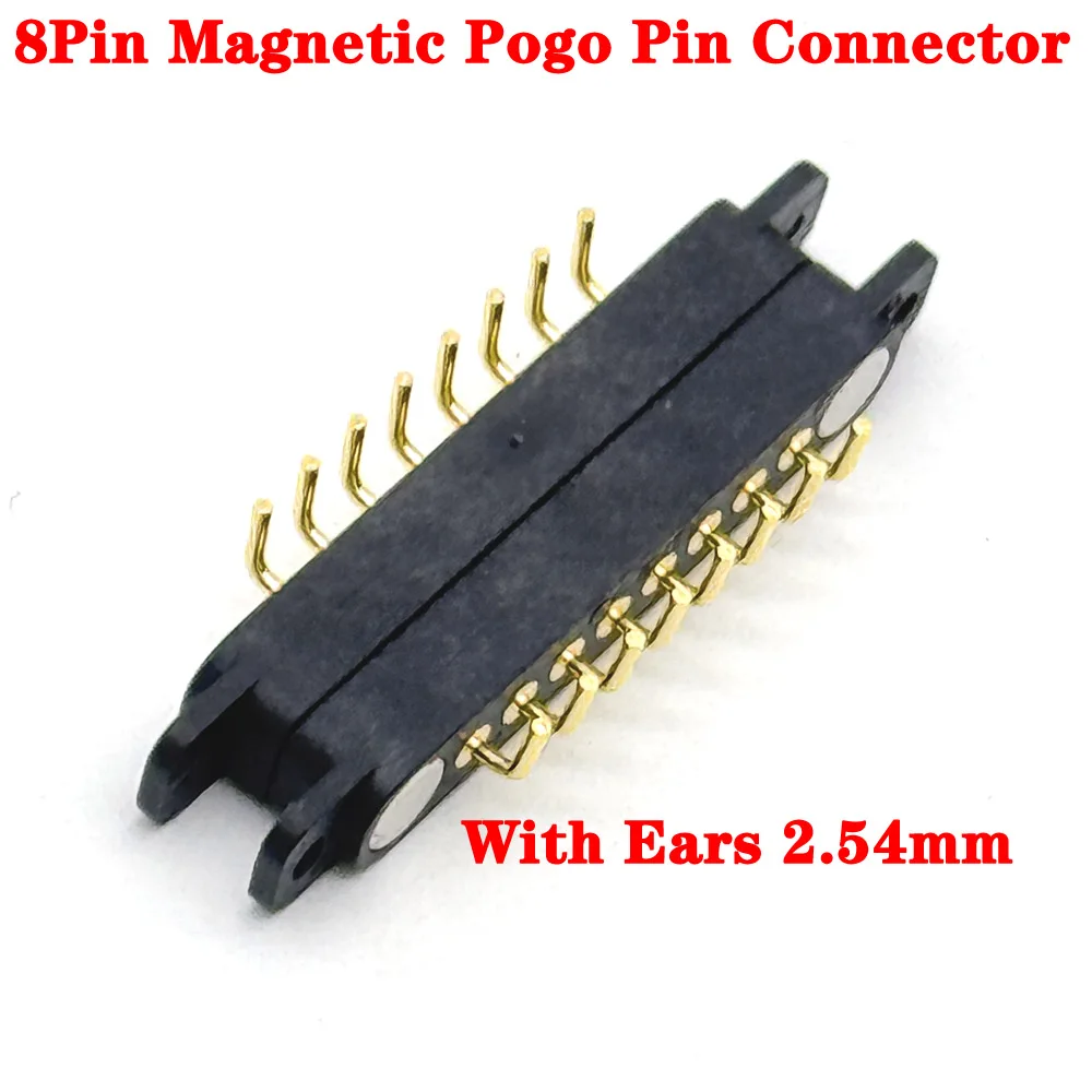 

8Pin With ears Waterproof Magnetic Pogo Pin Connector Spring Loaded Male Female Curved Needle DC Signal Transmission Charging ﻿
