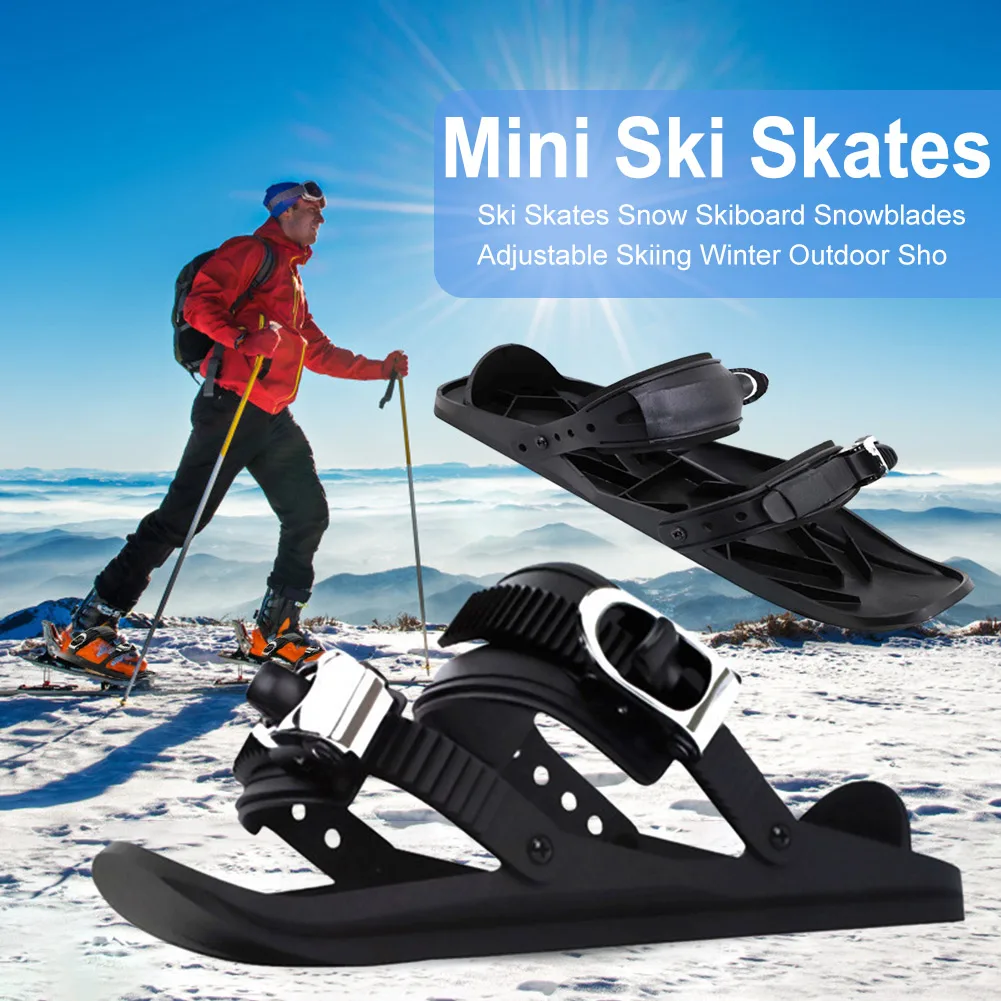 Mini Short Ski Skates Skis Boots High Quality Mini Skating Ski Shoes Adjuatable Snowblades Fit Into Your Backpack for Winter