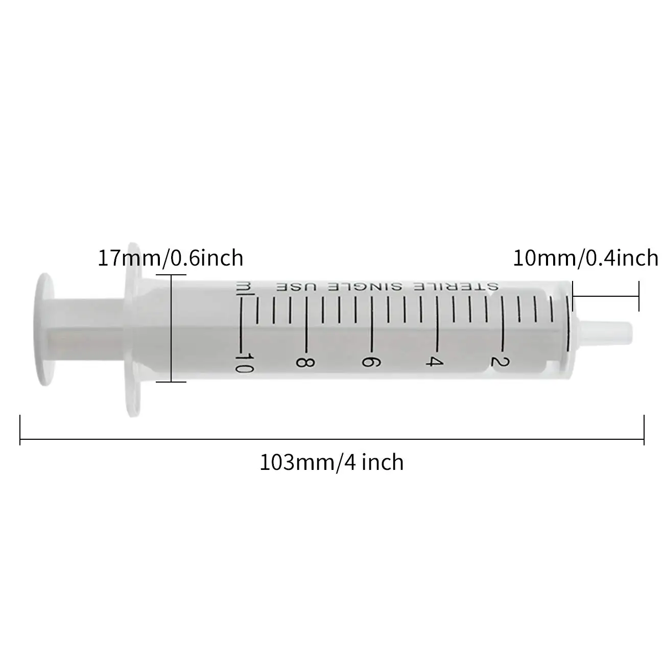 100 Jeringas  Plástico Desechables Estériles  10 ml,  2 Piezas, SIN Tapón  Goma, Manuales, para Laboratorio HPLC