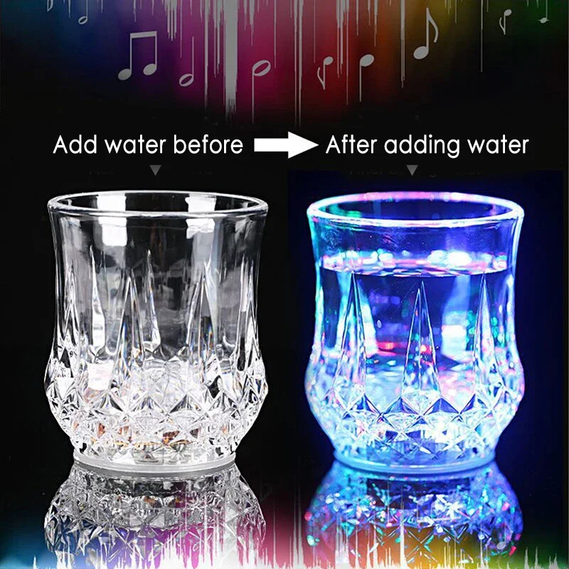 Luminous LED Flashing Glowing Drinking Cup Water Liquid Activated Light Up Wine Glass Cup Mug Festival Party Bar Home Decor