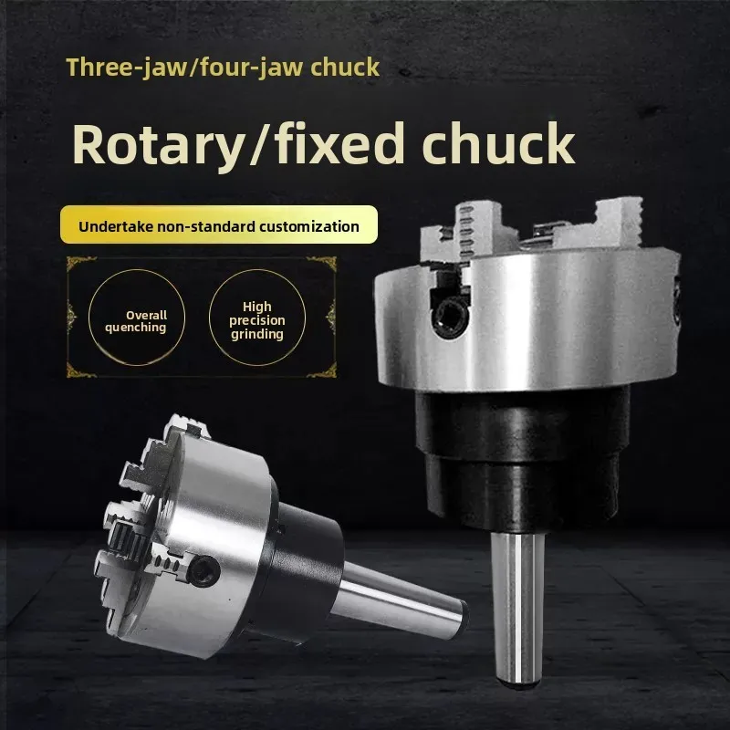 Morse Taper MT4 MT5 MT6 3-Jaw 4-Jaw Live Chuck, Taper Shank Flange Plate for Lathe Grinder Tailstock Fixed Chuck