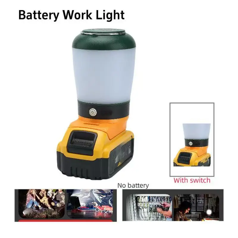 Lampada da lavoro a LED portatile senza fili Alimentatore a batteria Lanterna portatile per luce a batteria al litio Dewalt 18v20v (senza batteria)