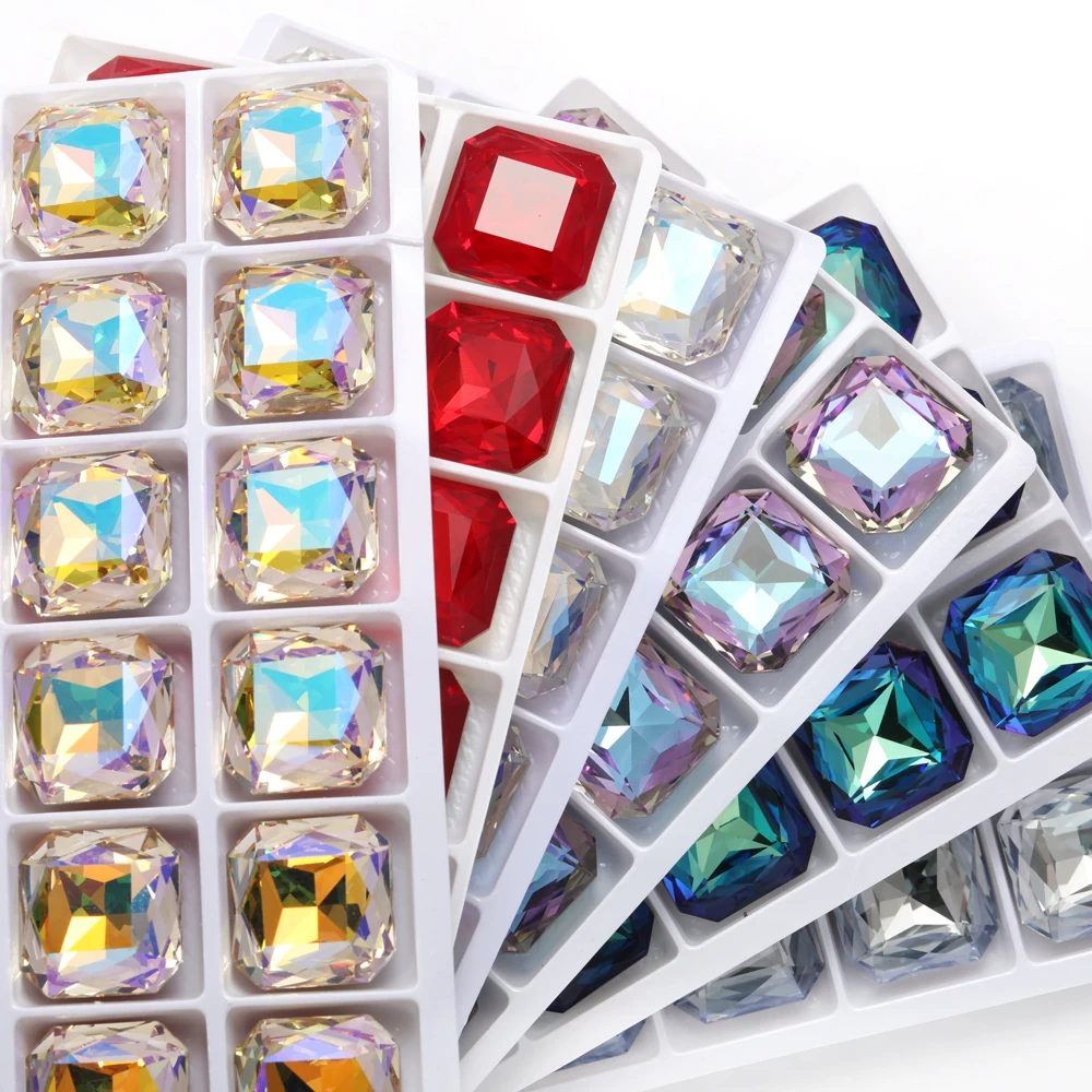 18mm Square Octagon Rhinestones Pointback Art Crafts Supplies Glass Rhinstones Glitter Crystal Strass Fancy Stones For Art Work