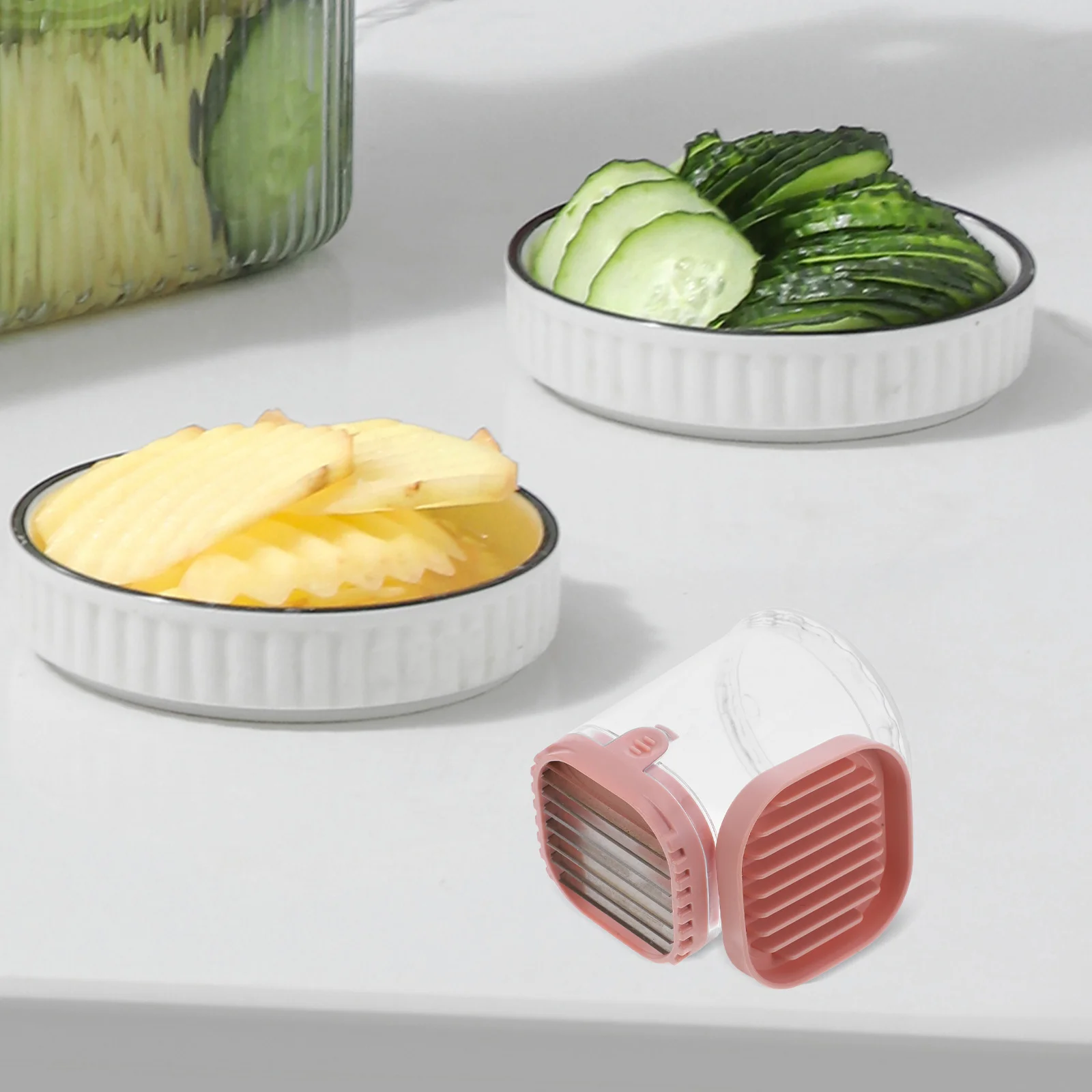 

Stainless Steel Fruit Vegetable Cup Multifunctional Egg Slicer Compact Mini Kitchen Gadget Storage Container
