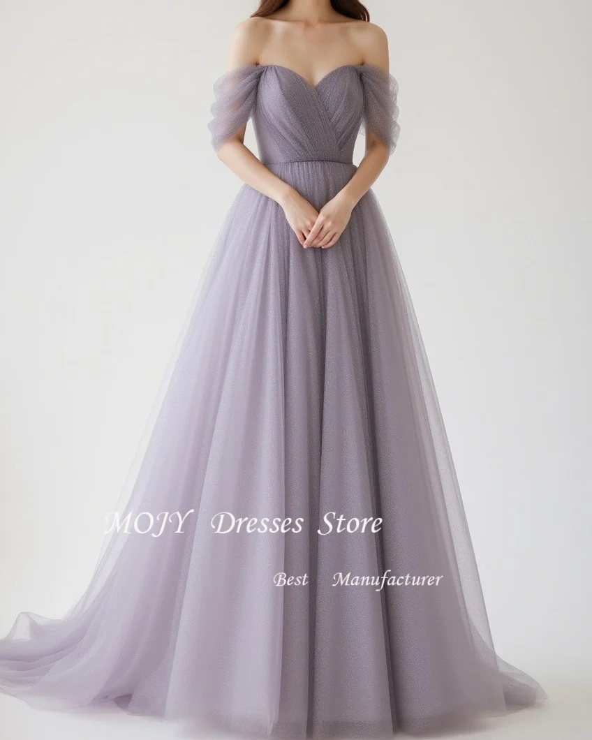 

Mojy Violet Korean Wedding Dresses Sweetheart Off the Shoulder Wedding Snap Dresses Customized A Line 웨딩드레스 Bridal Gown