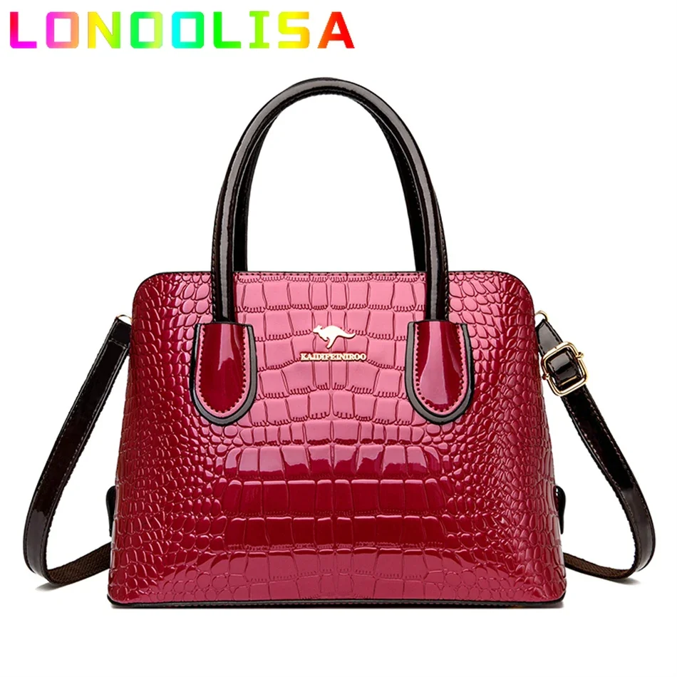 Crocodile Patent Leather Purse and Handbag Luxury Design Bags for Women 2024 New Female Shoulder Crossbody Small Bolsa Feminina