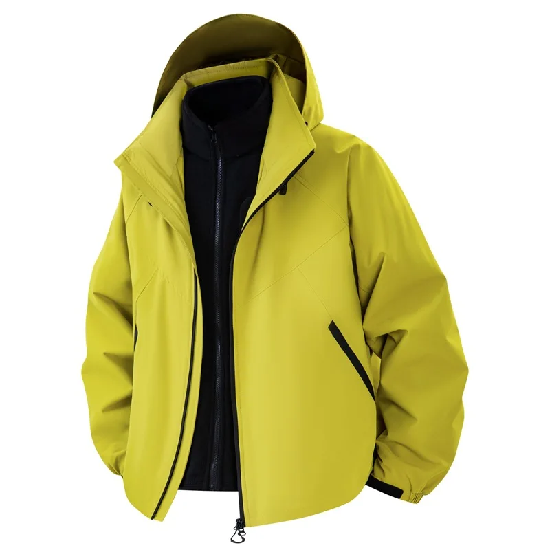 

Male and Female Couples Thickened and Velvet Two-piece Waterproof Jacket Windproof Men's Jacket